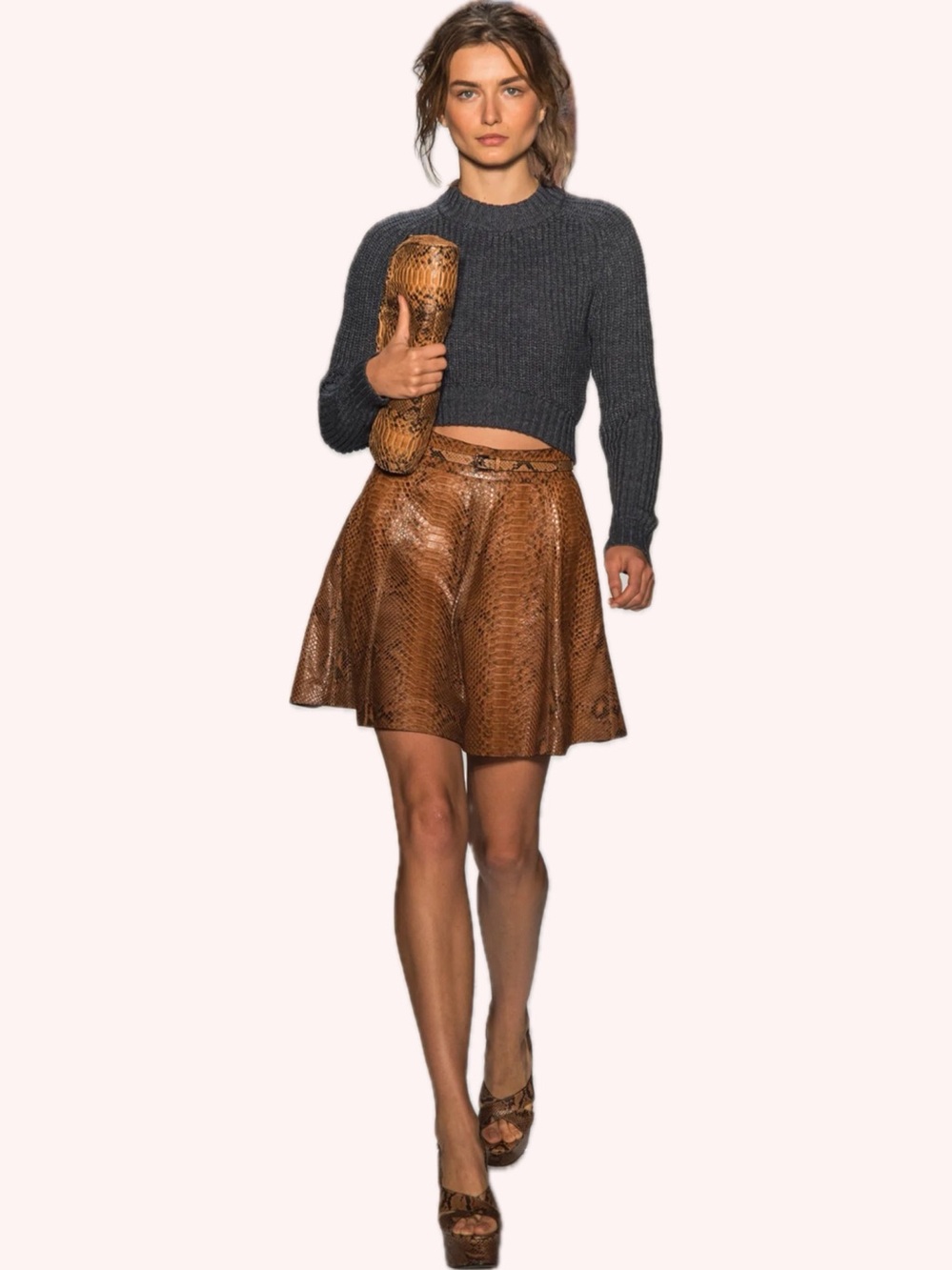 Michael Kors Collection Runway $3895 Real Python Snakeskin Flared Mini Skirt 2-4
